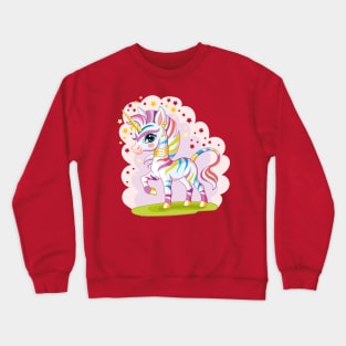 Colorful Striped Zebra Unicorn T-Shirt: A Whimsical Blend of Elegance and Playfulness Crewneck Sweatshirt